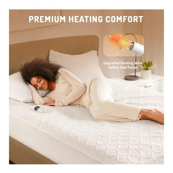New Degrees of Comfort Dual Control California King Heated Mattress Pad White - Picture 6 of 11